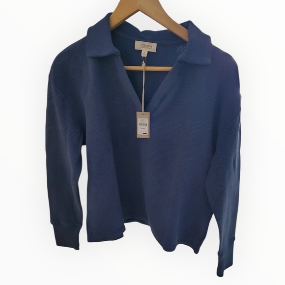 Talbots Haven Well Within 100% Organic Cotton Waffle Blue Sweatshirt. Small. NWT - Picture 5 of 5